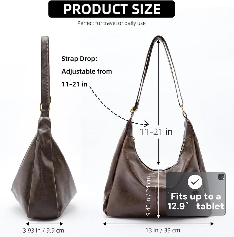 celestina Hobo Bags for Women, Ultra Soft Foldable Vegan Leather Shoulder Handbag, Stylish Slouchy Tote Purses - Image 2